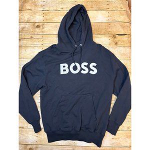 NWOT BOSS Logo Print French Terry Hoodie in Black